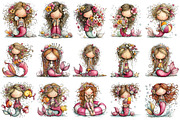 Whimsical Summer Mermaid Clipart, an Illustration by OK Design (Thumbnail 3 of 6)