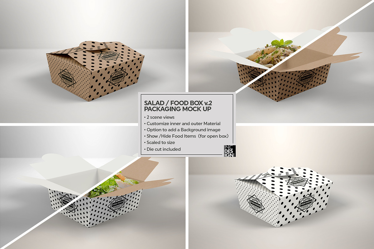 Salad Food Box v2 Packaging Mockup, a Product Mockup by INCDesign (Photo 3 of 7)