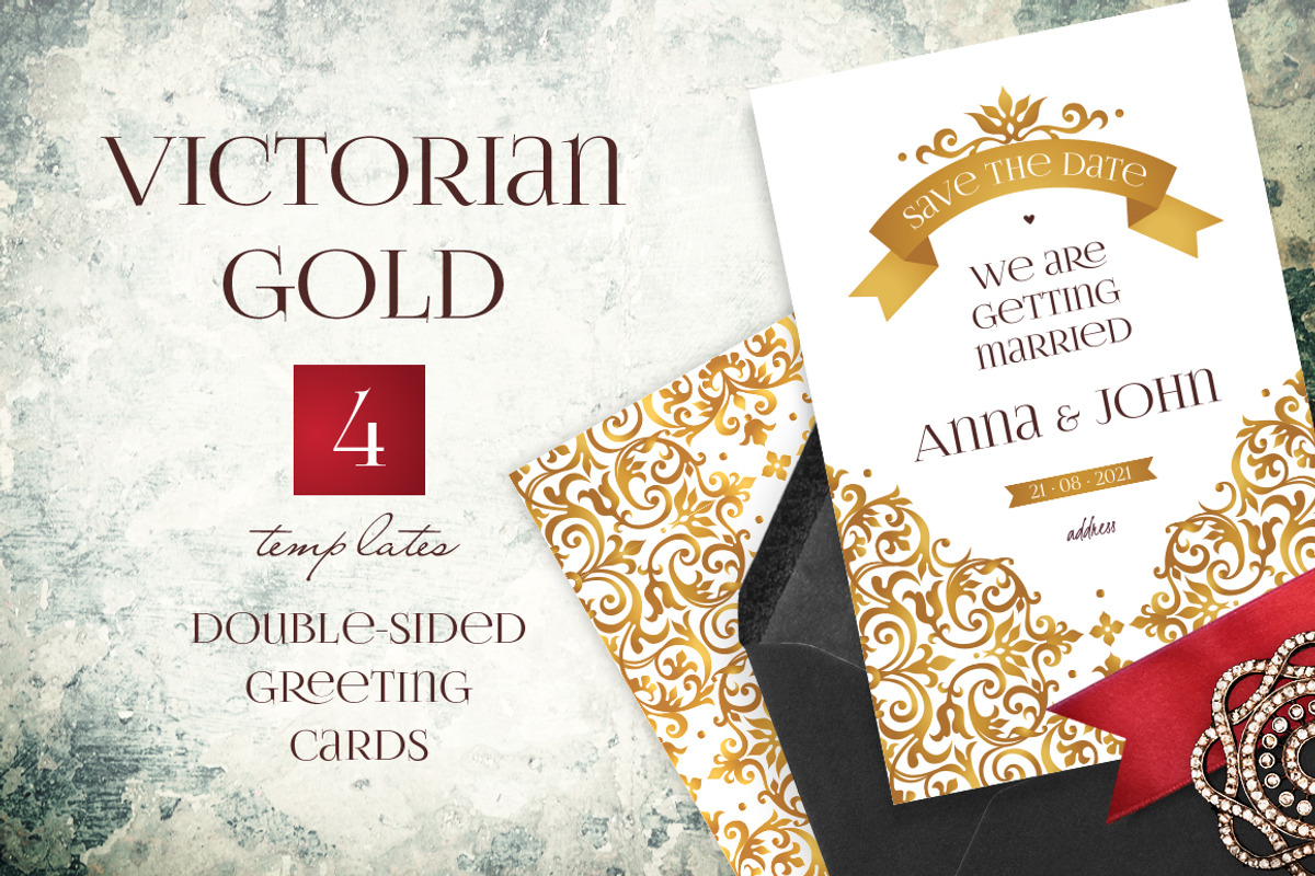 4. Victorian Wedding Cards. Invite, a Card Template by O'Gold! (Photo 1 of 3)