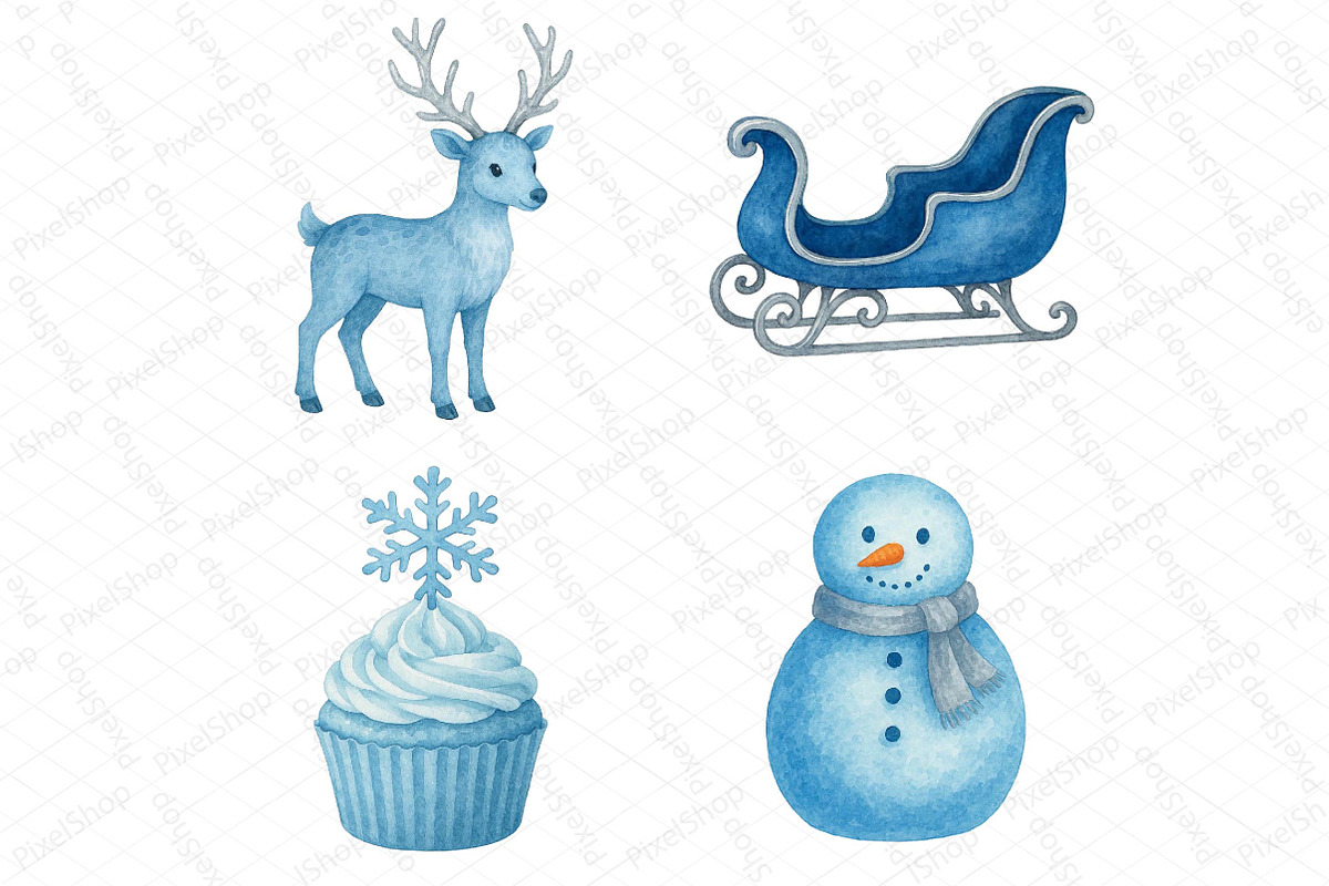 Christmas Blue Clipart PNG, an Illustration by DreamPrint404 (Photo 3 of 3)