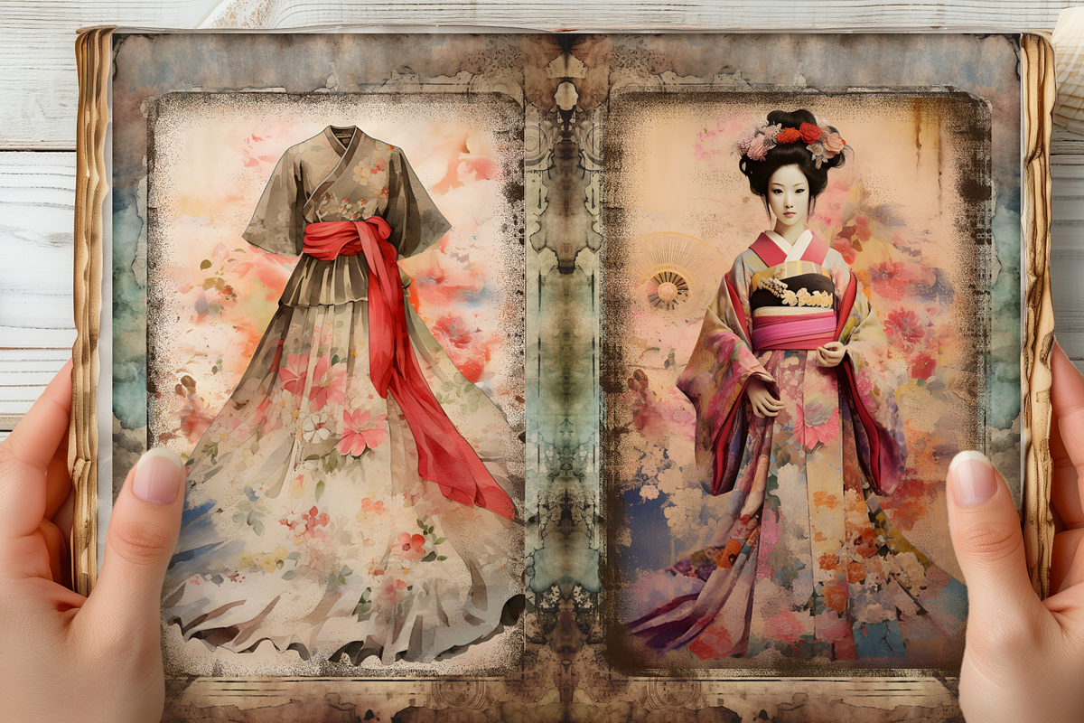 MEDIEVAL GEISHA JUNK JOURNAL KIT, a Person Illustration by Daring Digies (Photo 5 of 5)