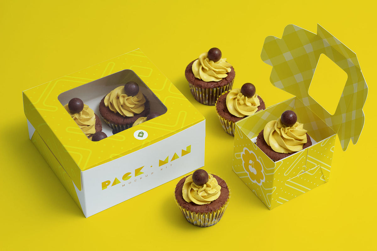 Cupcake Boxes Mockup, a Cups & Container Mockup by Ktyellow (Photo 3 of 7)