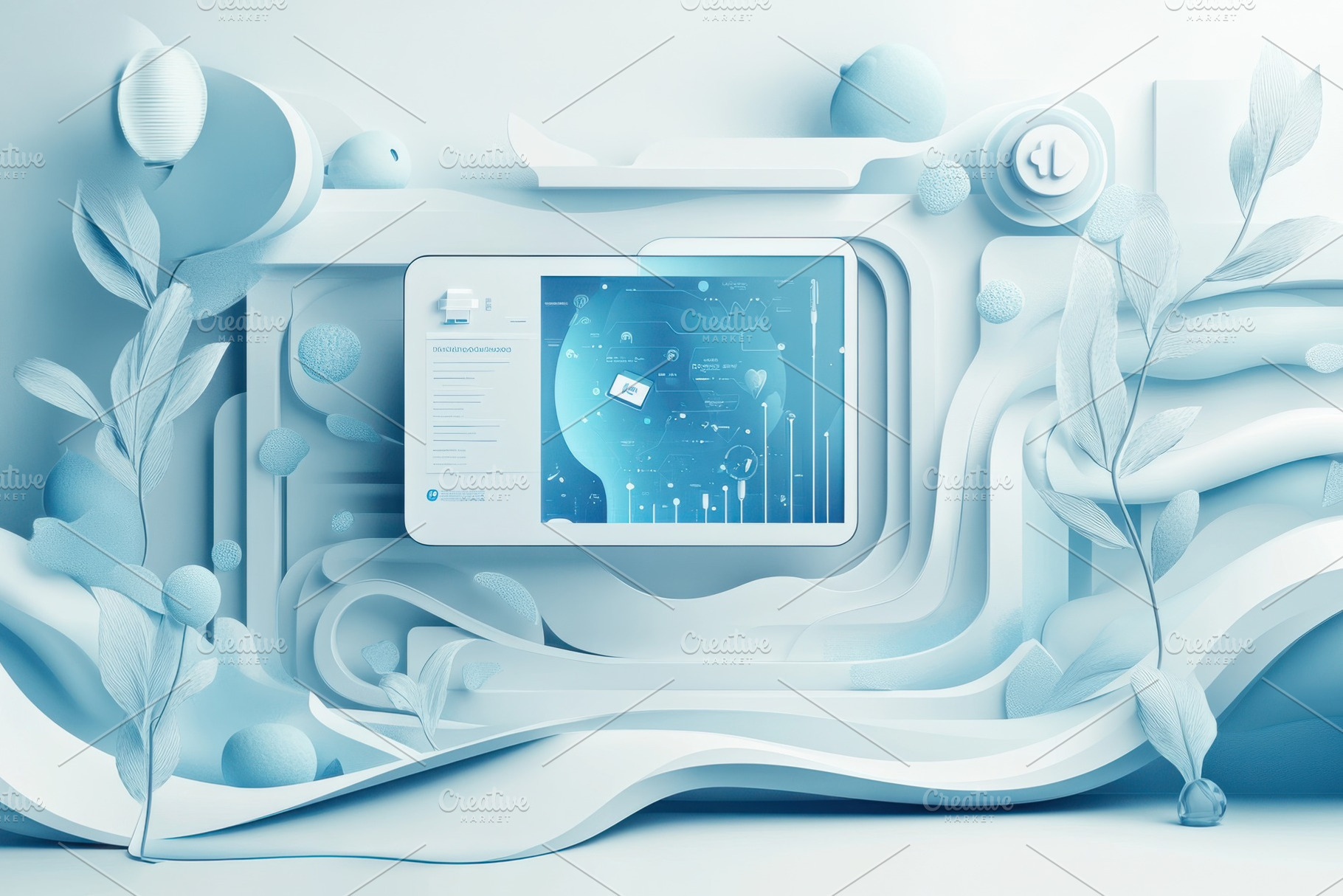 Futuristic Tech Display Soft Blue Hu, a Photo by Pixeness Studio