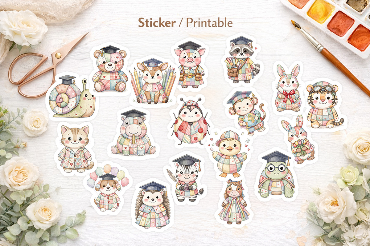 Graduation Patchwork Animals, an Illustration by Artnoy (Photo 7 of 8)