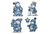 Christmas Blue Snowman Clipart, an Illustration by Dream Creation (Thumbnail 7 of 8)