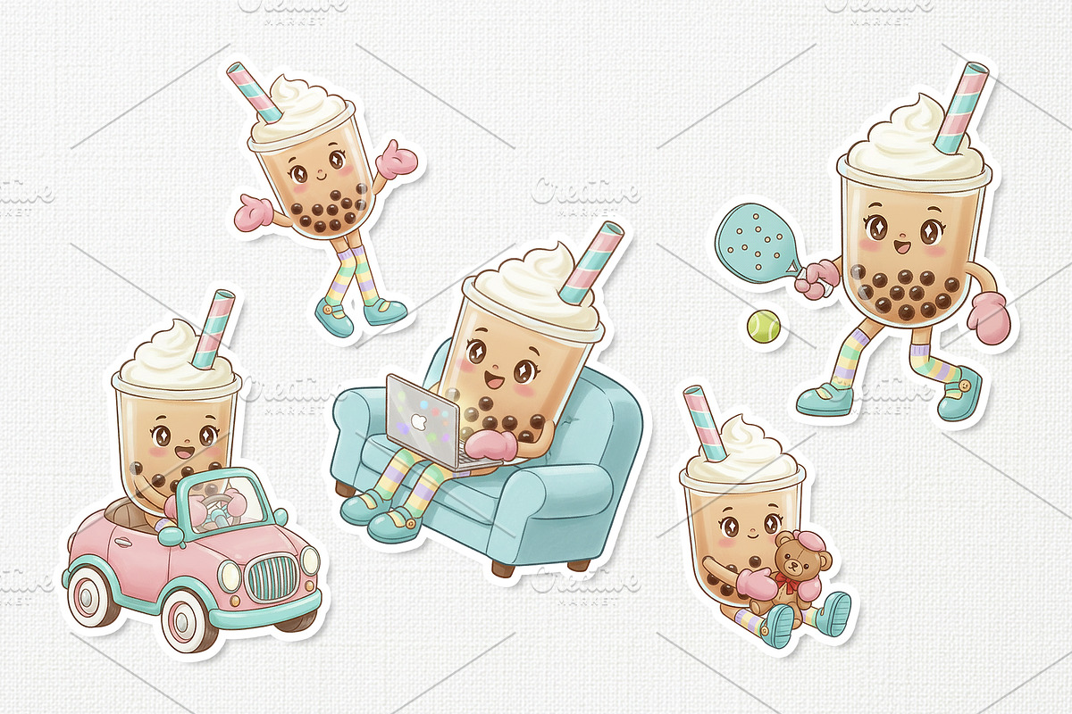 Sweet Cute Boba Fun Cartoon, a Food Illustration by Gohsantosa (Photo 3 of 4)
