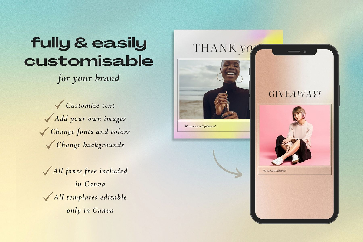 Gradient Instagram Kit CANVA + BONUS, a Social Media Template by Lyrata ...