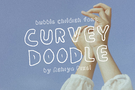 CURVEY DOODLE - outline fun font, a Handwritten Font by Ashiya Pixel