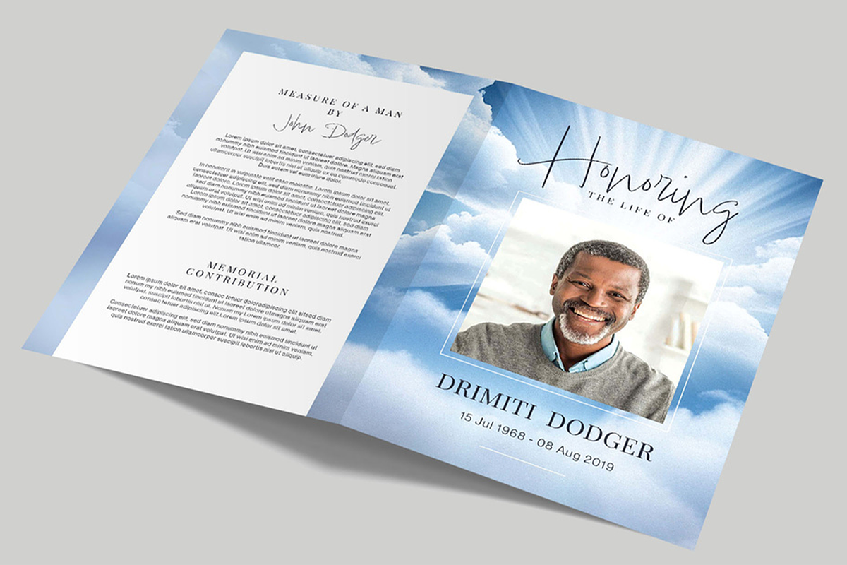 Sky Funeral Program Brochure Layout, a Brochure Template by Xtrahive (Photo 3 of 3)