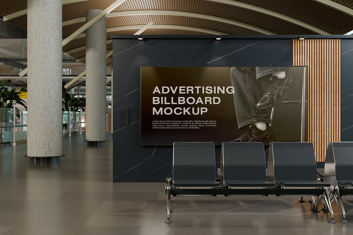 Airport Advertising Billboard Mockup, an Advertising Mockup by made_by_nope (Photo 2 of 7)
