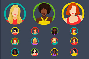 Female Avatars Set 52 Icons