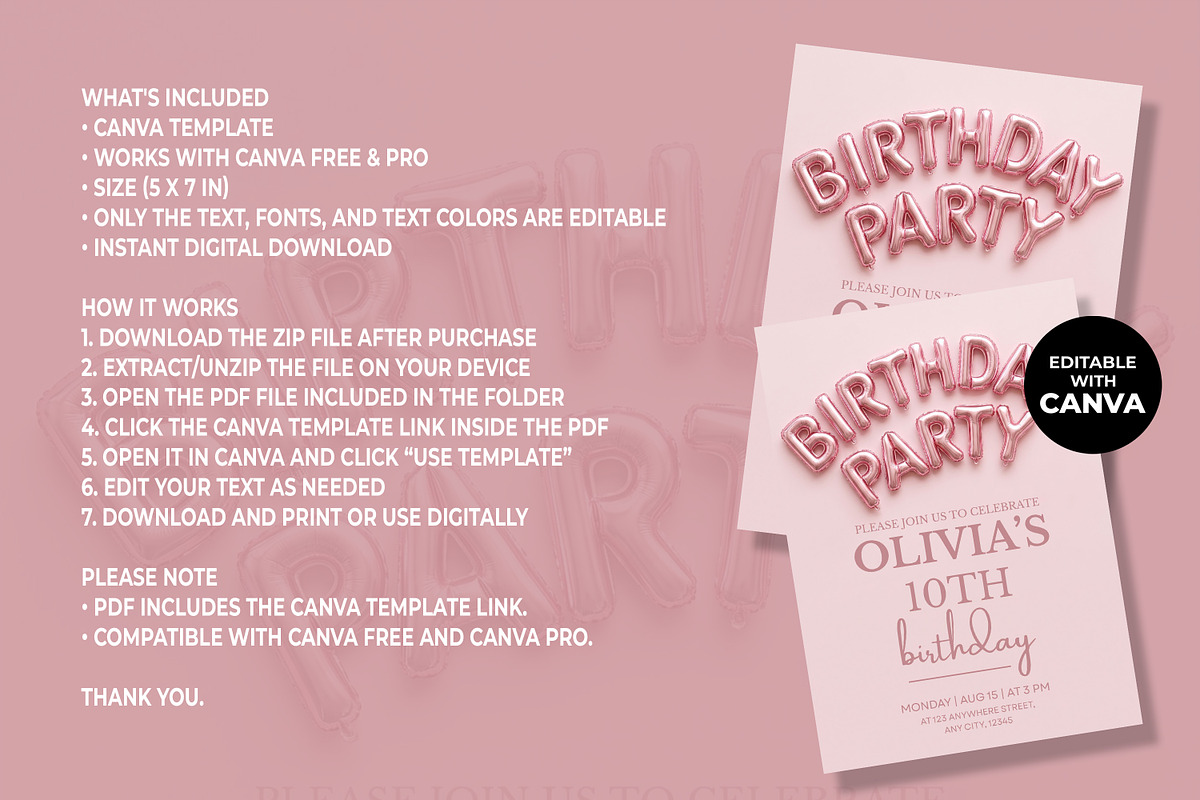 10th Birthday Invitation, an Invitation Template by M9 Design (Photo 4 of 4)