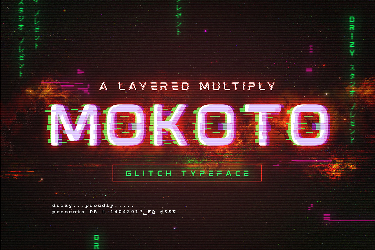 Mokoto Glitch Typeface, a Font by Drizy