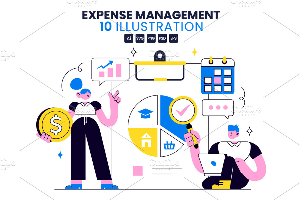 10 Expense Management Illustration, a Finance Illustration by denayunebgt (Photo 1 of 4)