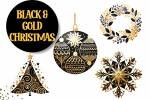 Whimsical Black And Gold Christmas