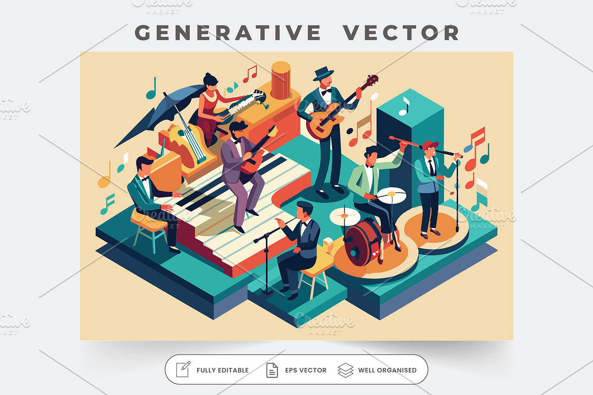 A talented jazz ensemble entertains, a Graphic by SouravDesign