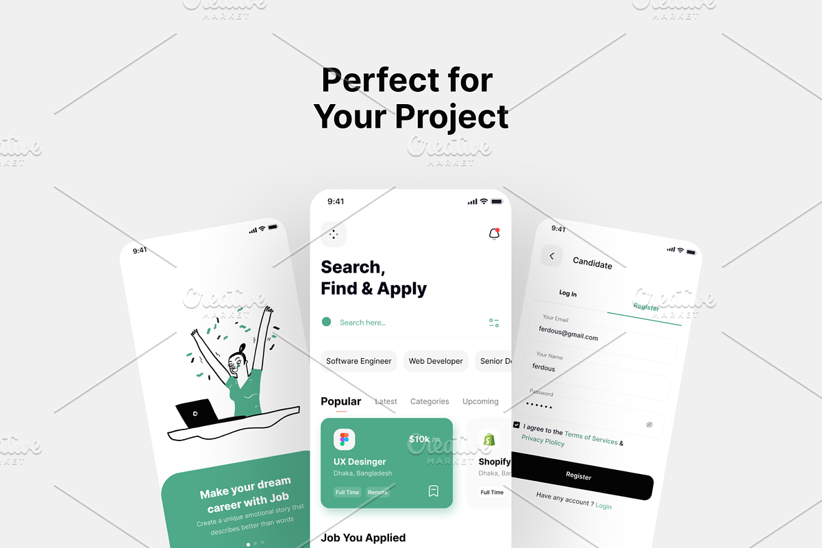 JQB - Job Finding App Figma Template, an App Template by Pixency (Photo 2 of 6)
