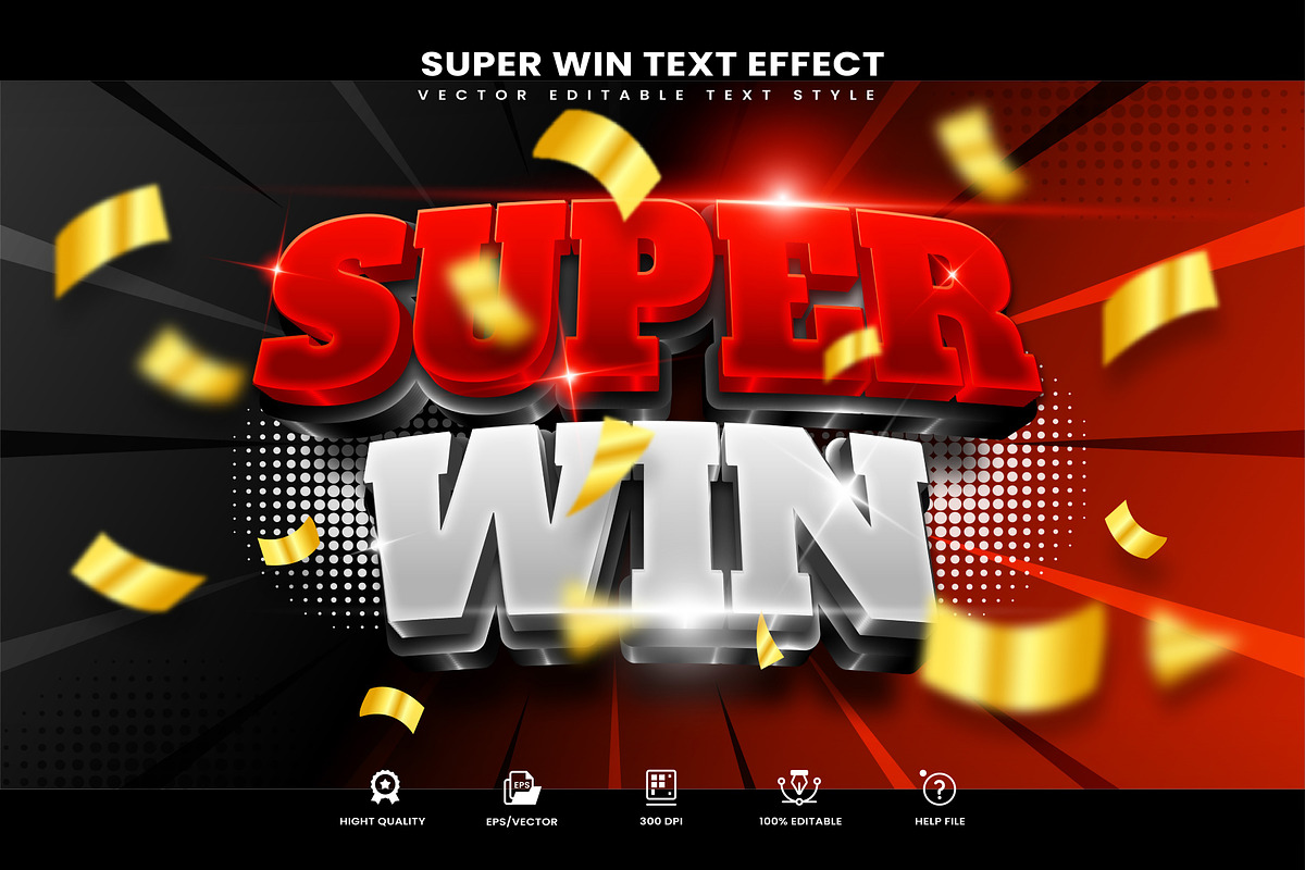 Super Win Editable Text Effect, a Layer Style Add-On by Niestart Creation (Photo 1 of 2)