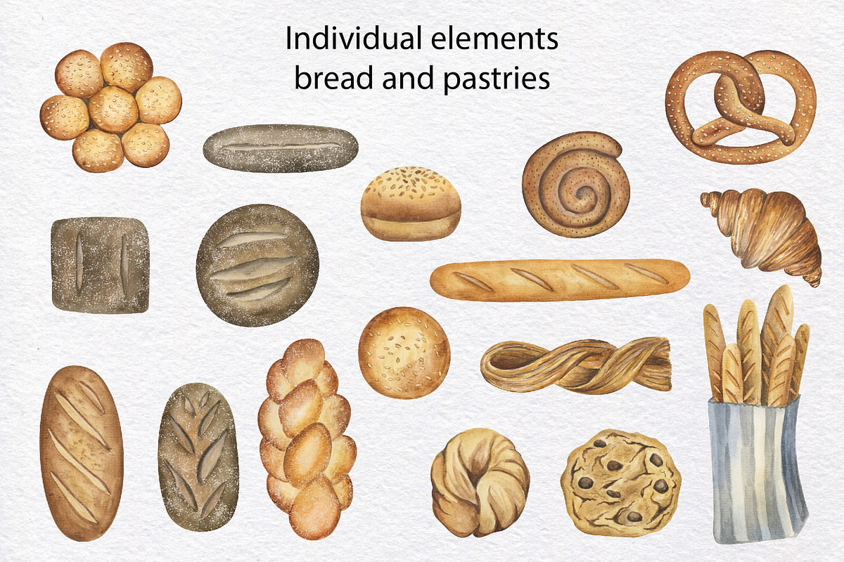 Home Bakery watercolor collection, a Food Illustration by KathrineWatercolor (Photo 2 of 9)