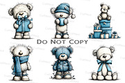 Christmas Teddy Bear Blue Clipart, an Illustration by Craft Nest (Thumbnail 2 of 9)