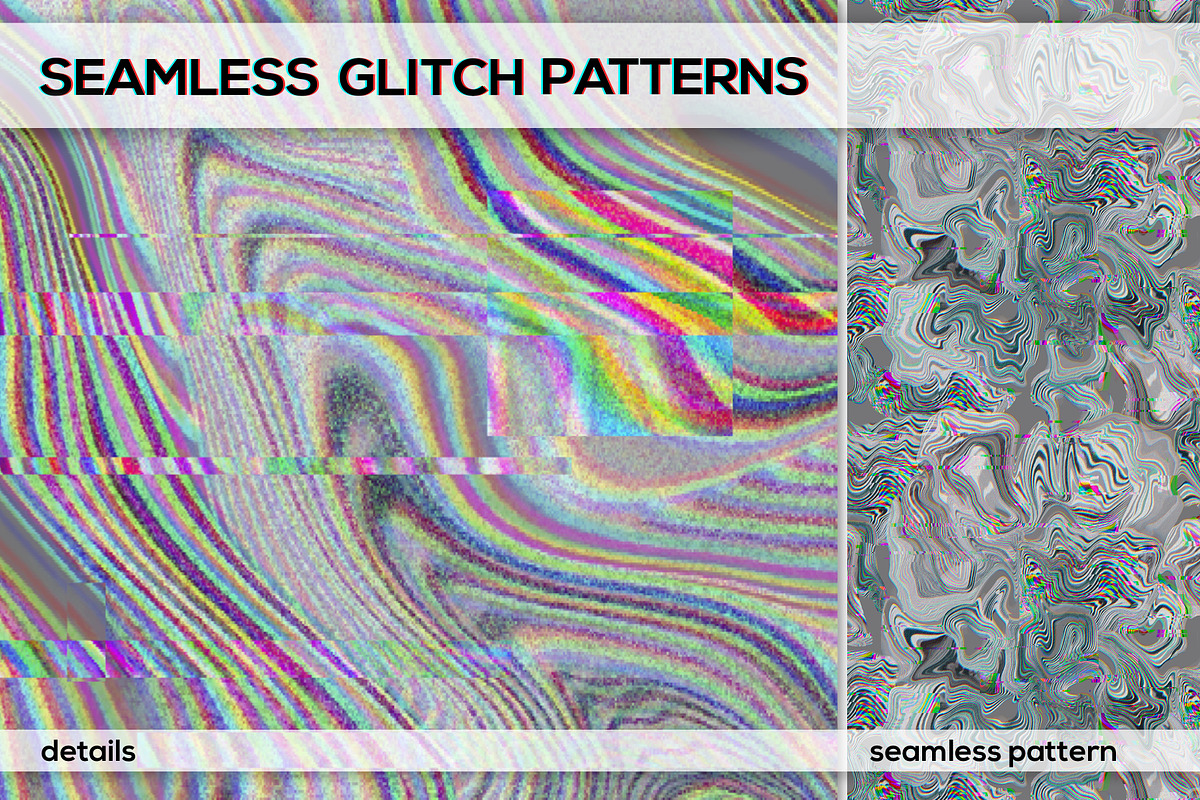 SEAMLESS GLITCH PATTERNS, a Pattern Graphic by ANAKOTO (Photo 9 of 25)