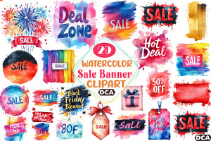 Watercolor Sale Banner Black Friday, an Illustration by DreamCafeArt