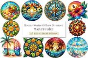 Round Stained Glass Summer Clipart, an Illustration by DreamArtGraphic (Thumbnail 1 of 4)