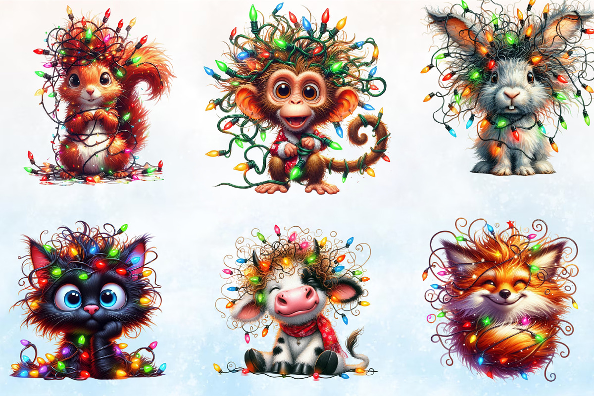 Christmas Crazy Funny Animal Clipart, a Seasonal Illustration by Rose Art (Photo 2 of 5)