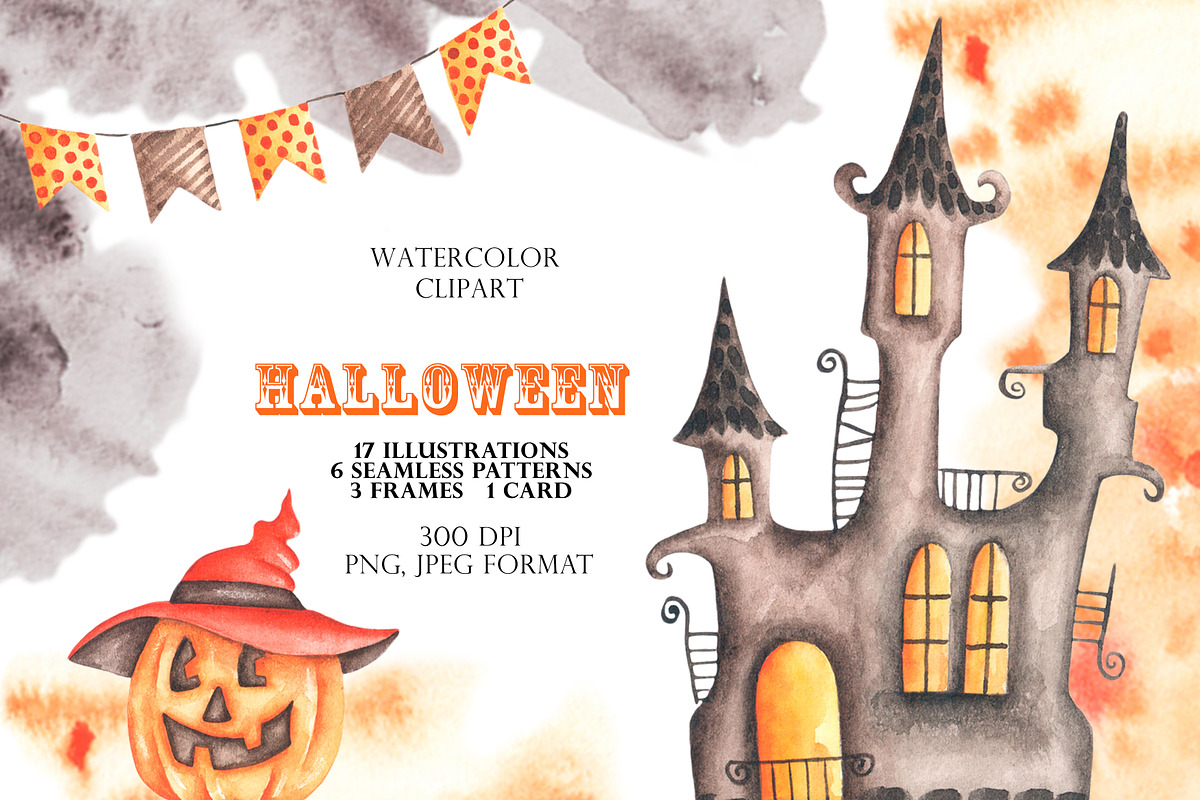 Halloween watercolor set. Fall., a Seasonal Illustration by SabinaWatercolorArt (Photo 13 of 14)
