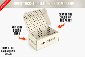 Open Tuck-top Mailing Box PSD, a Product Mockup by Bruno's Shop