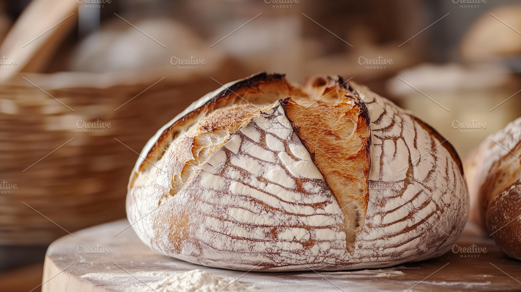 Close up of artisan sourdough bread, a Food & Drink Photo by MistyDay