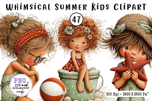Whimsical Summer Kids Clipart, a Seasonal Illustration by CreationArt