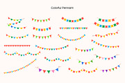 Bunting flags vector collection, an Object Graphic by ElenaPlatovaArt (Thumbnail 2 of 10)