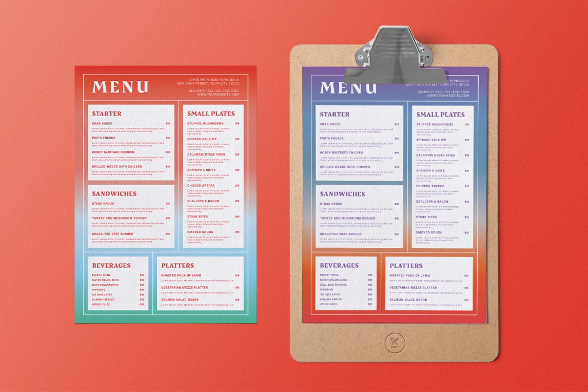 Trendy Food Menu, a Print Template by The Savory Directors (Photo 3 of 3)