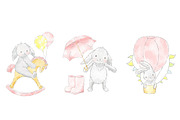 Sweet Bunny Girl watercolor clipart, an Animal Illustration by Magic Story Studio (Thumbnail 3 of 6)