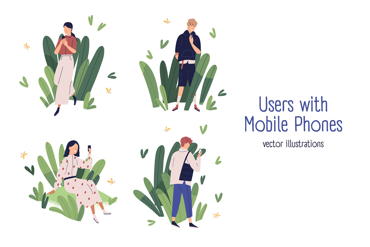 App users with mobile phones set, a Person Illustration by Good Studio (Photo 1 of 3)