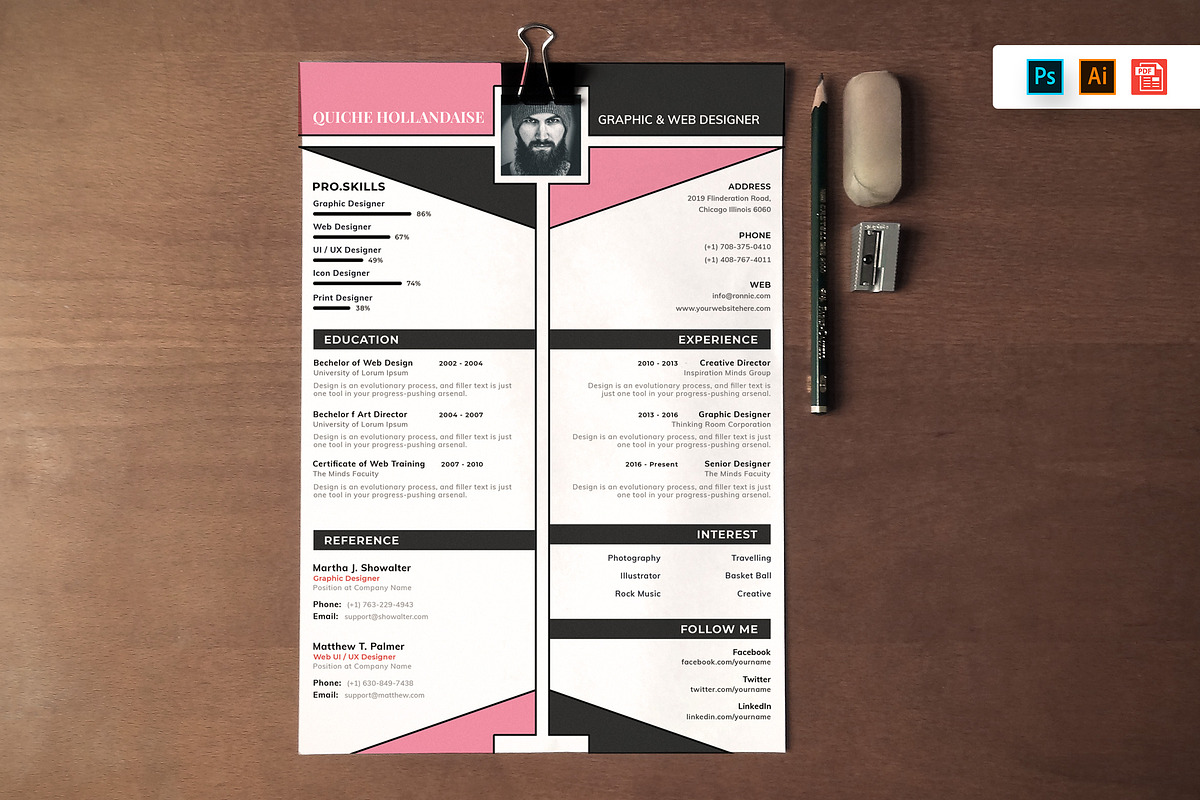 Minimal CV Resume Template, a Resume Template by 3djagan