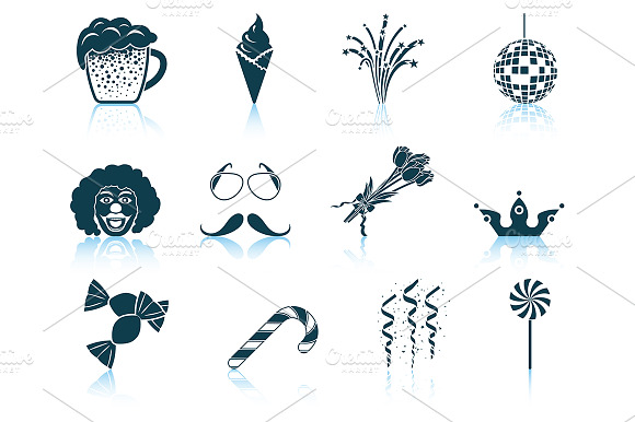 Set Of 12 Celebration Icons.