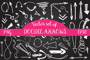 Doodle sketch arrows set
