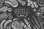 BBQ Grill Sketch Set., a Food Illustration by natadanko (Thumbnail 3 of 3)