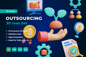 Outsourcing 3D Icon