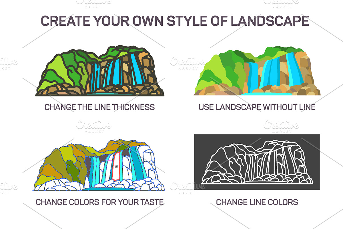 Nature sights of Island in line, an Illustration by GenziWorkshop (Photo 2 of 12)