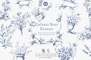Blue toile floral monogram frames, a Decorative Illustration by Patishop Art (Thumbnail 1 of 9)