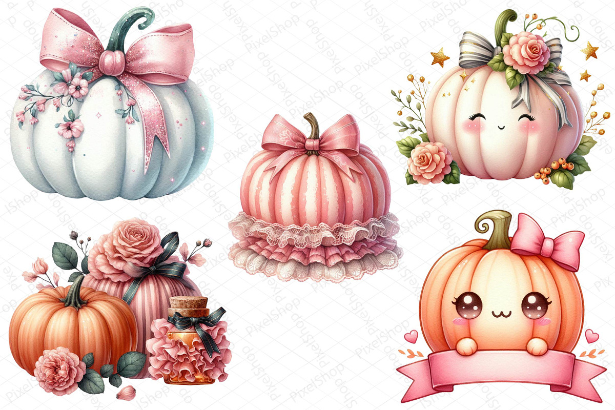 Halloween Coquette Pumpkin Clipart, an Illustration by DreamPrint404 (Photo 4 of 5)