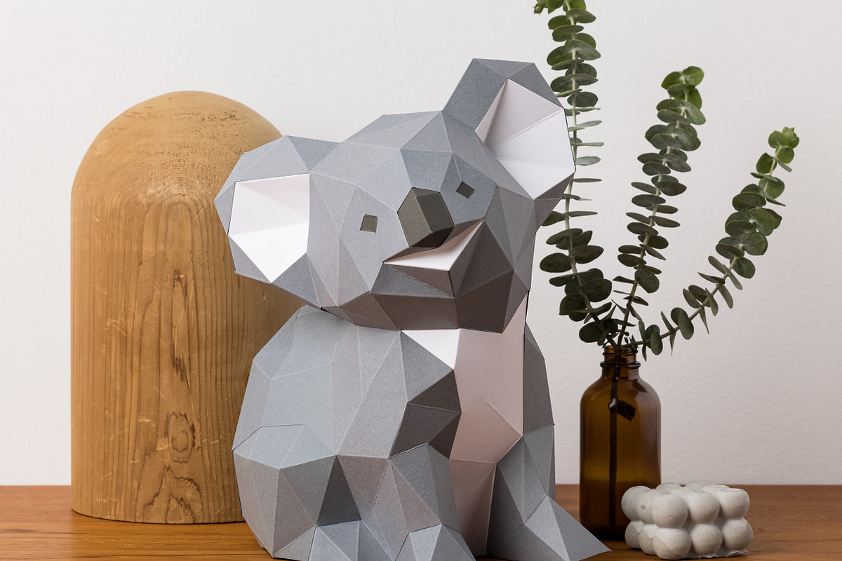 Koala 3d paper craft PDF SVG files, a Stationery Template by Sofs designs (Photo 3 of 3)