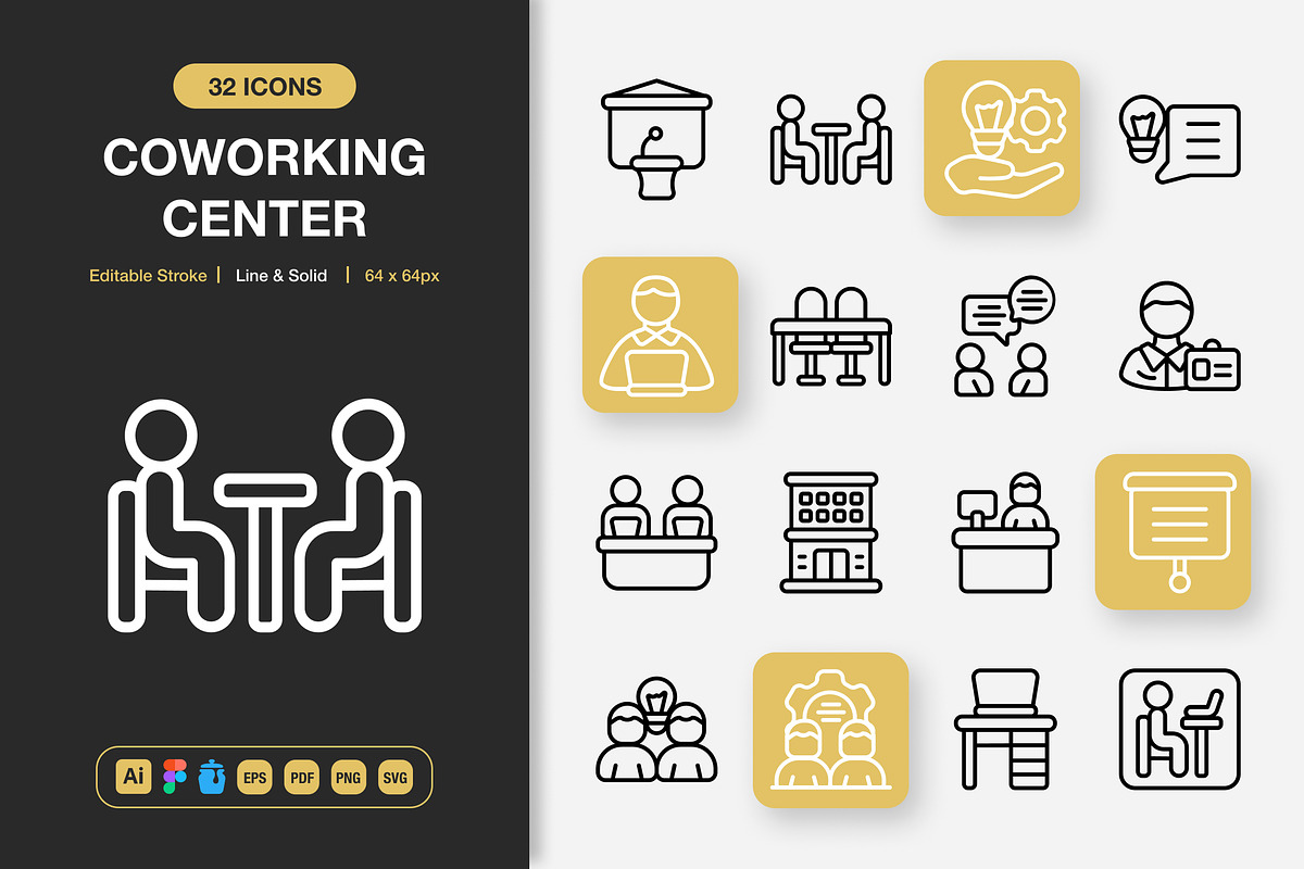 Coworking Center Icons, an Icon by Spacepixel Creative (Photo 1 of 3)