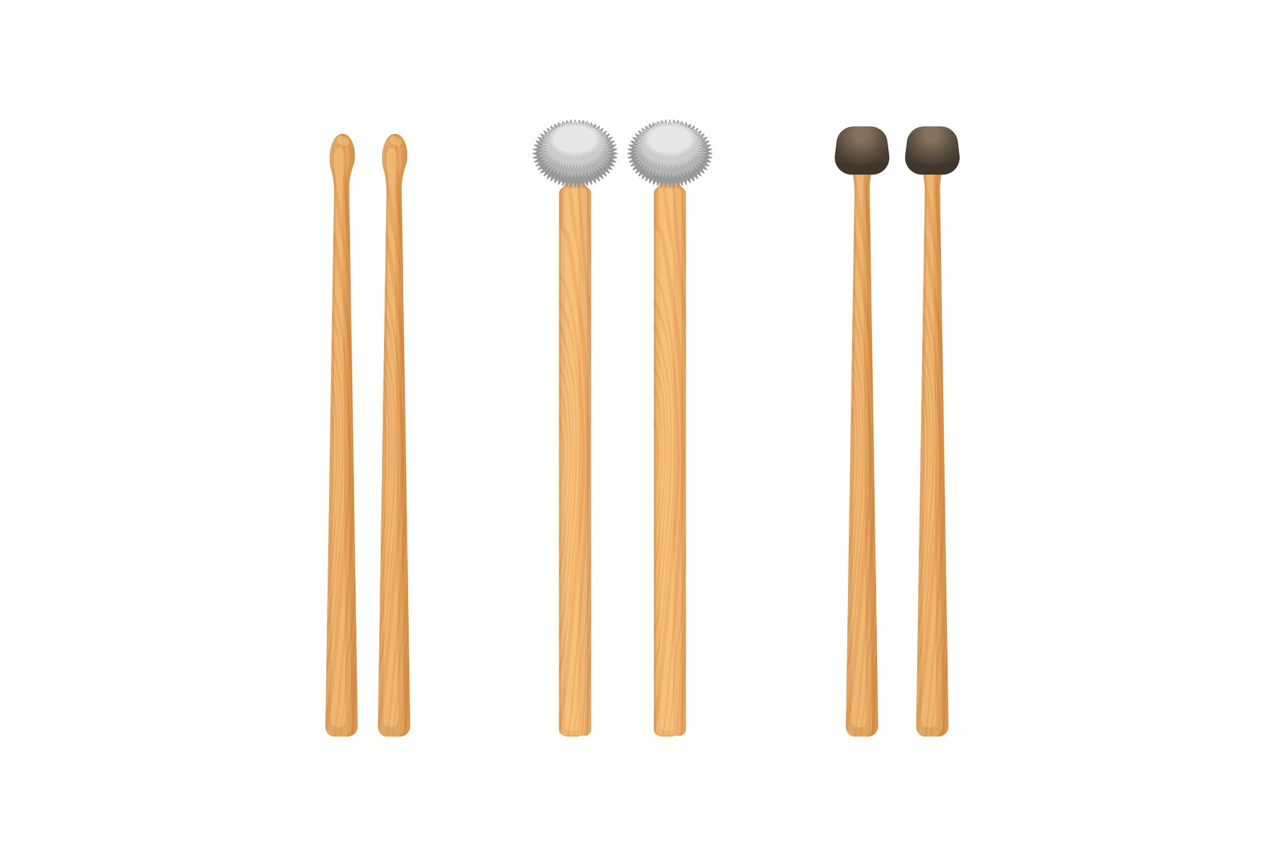 Profesional Wooden Drum Sticks With Rounded Ends Set by Shanvood | Creative Market