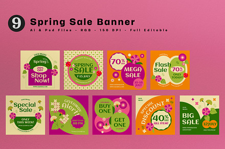 Pink Spring Sale Banner, an UI Kit Template by graphicook