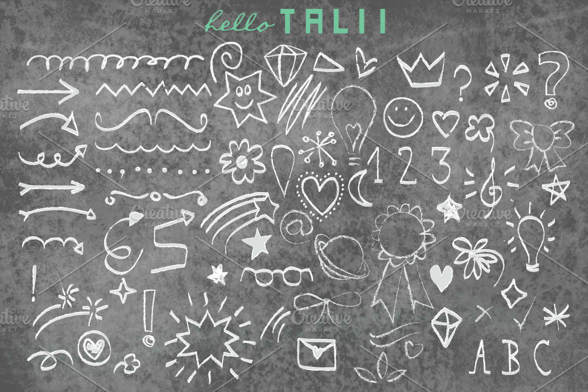 101 Chalk doodles + 3 chalkboard JPG, an Education Illustration by Hello Talii (Photo 2 of 4)