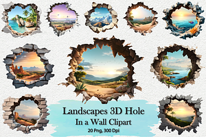 Landscapes 3D Hole Clipart Bundle